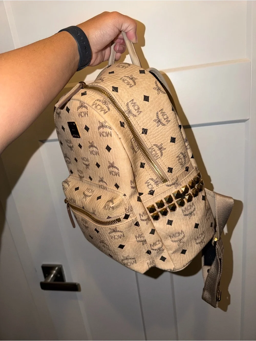 MCM studded visetos backpack